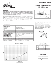 Gems Sensors Instructions, FS-480 Thumbnail image