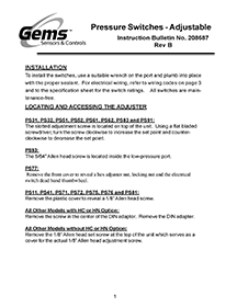 Gems Sensors Instructions, PS77 Thumbnail image