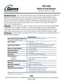 Gems Sensors Instructions, WIF-1250 Thumbnail image