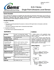 Gems Sensors Instructions, XLS-1 Thumbnail image