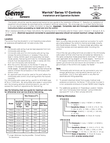 Gems Sensors Instructions, Warrick 17 Controls Thumbnail image