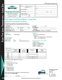 Large Size Float Level Transmitter Order Form Thumbnail image